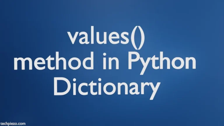 values() method in Python Dictionary